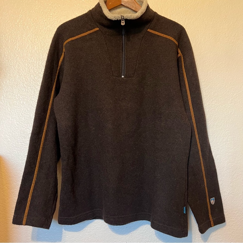 KUHL Alfpaca Fleece Brown 1/4 Zip Pullover L
